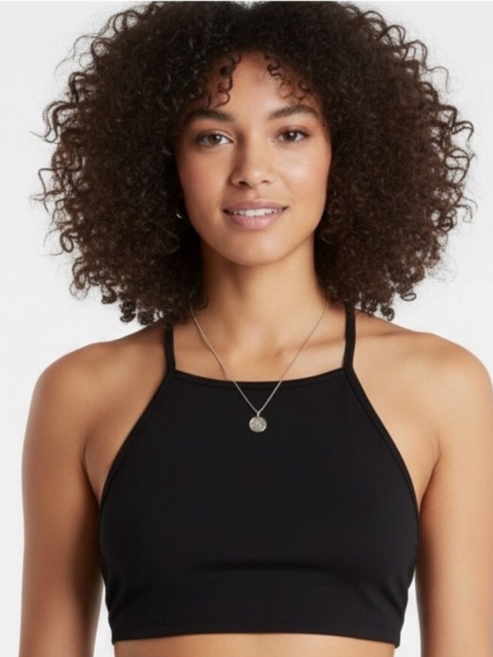 House of Harlow 1960 Black Linen Halter Crop Top